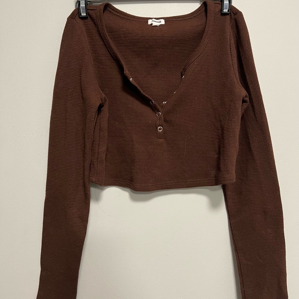 Garage waffle-knit long sleeve
